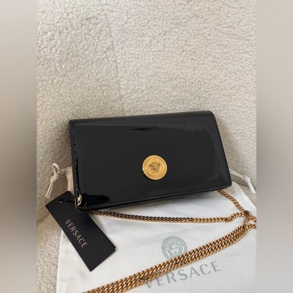 Versace Black and Gold Medusa Patent Leather Bag NWT - Picture 1 of 10